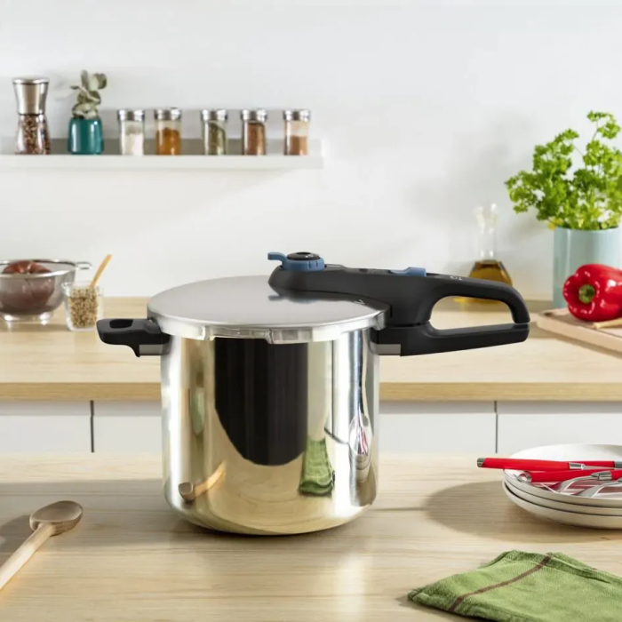 Скороварка Tefal Secure Trendy, 8л, з паровим кошиком, нержавіюча сталь, пластик