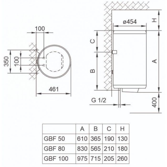 Водонагреватель Tiki GBF50/UA 50 л, круглый, сухой тэн, мех. упр-ние, C, 700096