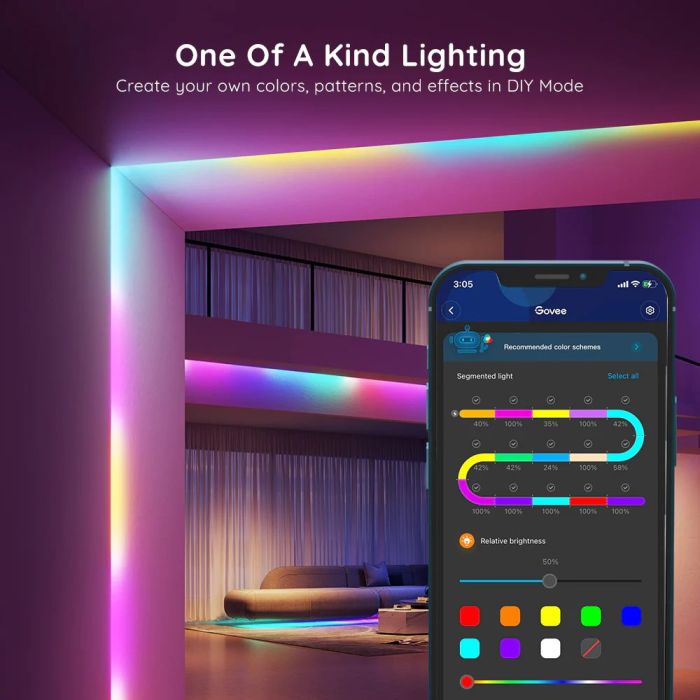 Лента светодиодная умная Govee H618A RGBIC Basic Wi-Fi + Bluetooth LED Strip Light 5м Белый