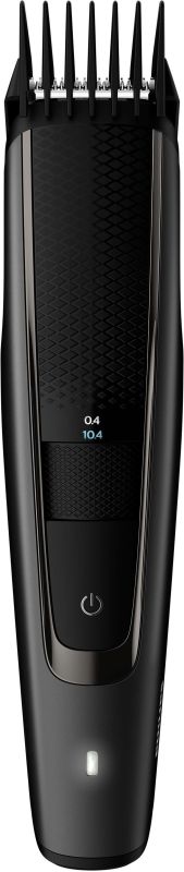 Тример Philips Beardtrimmer series 5000, для бороди і вусів, мережа+акум., насадок-2, чохол, сталь, чорний