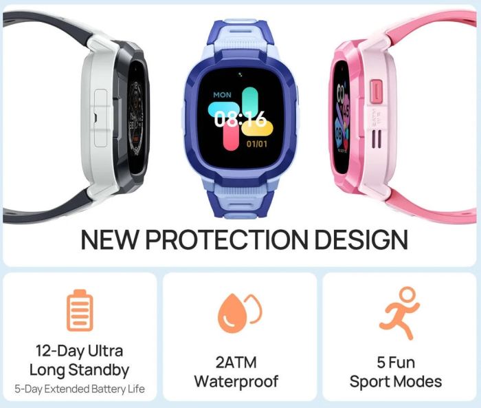 Дитячий годинник-телефон Mibro P6, 1.4", 240x280, GPS, 2MP, 900мА·год, 2АТM, сірий