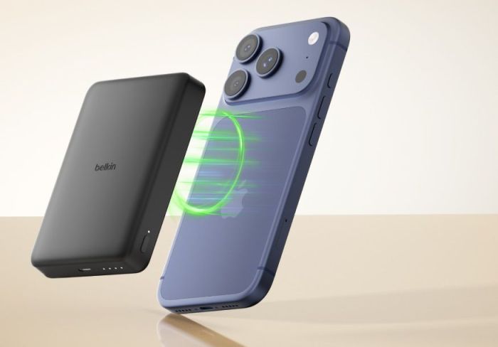 Акумулятор портативний літій-іонний Power Bank Belkin 10000мА·год, 15Вт, Slim Magnetic, чорний