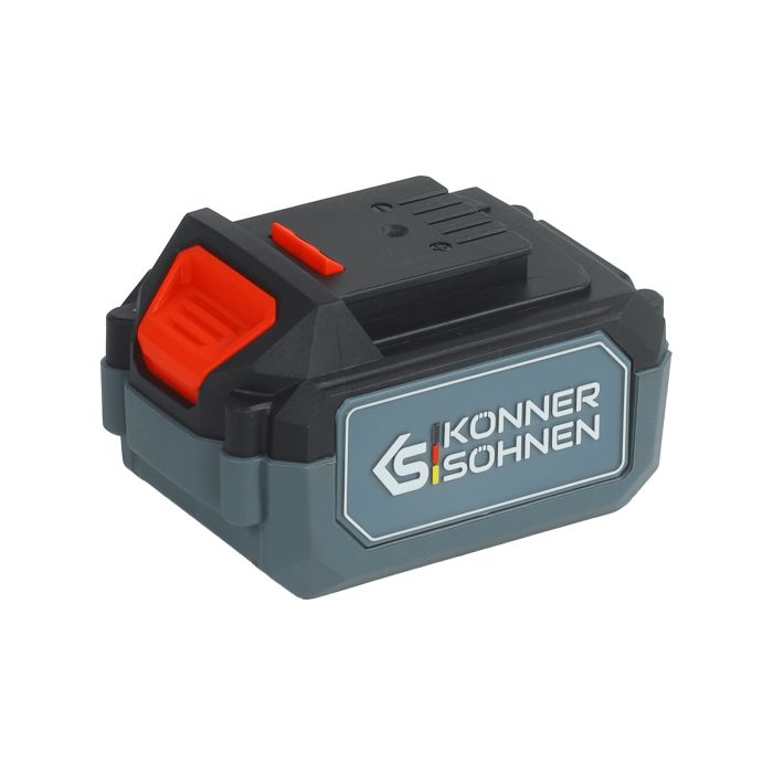 Набір із двох акумуляторних інструментів Konner&Sohnen KS IDAGB 20V SET 1 PLUS 20В шурупокрут-дриль ударний, шліфмашина кутова KS AGB20V-125VR, ЗП 2.4А акб 1х2А·год+1х4А·год кейс 8.1кг