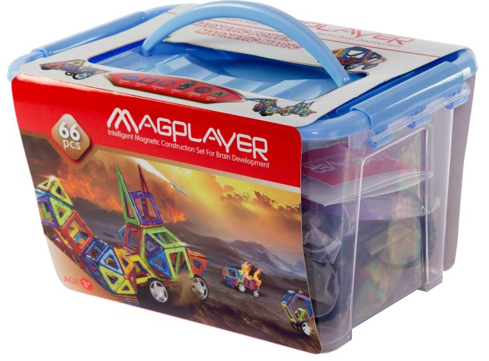 Конструктор Magplayer магнитный набор бокс 66эл