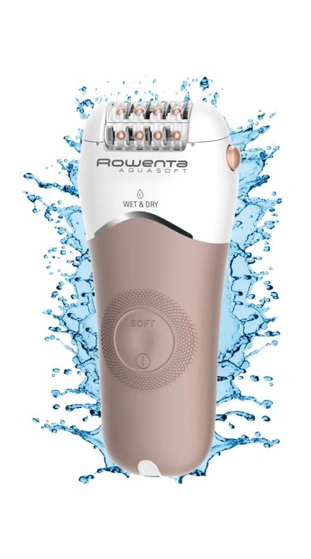 Епілятор Rowenta Aquasoft Wet&Dry пінцетний, акумуляторний , пінцет.-24, волог.+сух., насадок-4, пудровий
