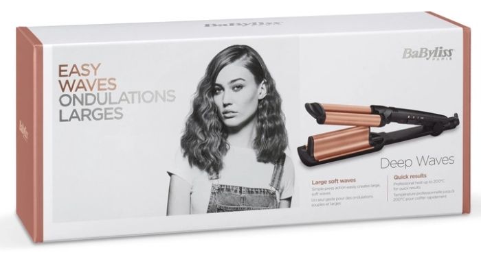 Плойка Babyliss гофре , 85Вт, темп.режимов-3, 160-210С, естественные волны, керамика, турмалин , черный