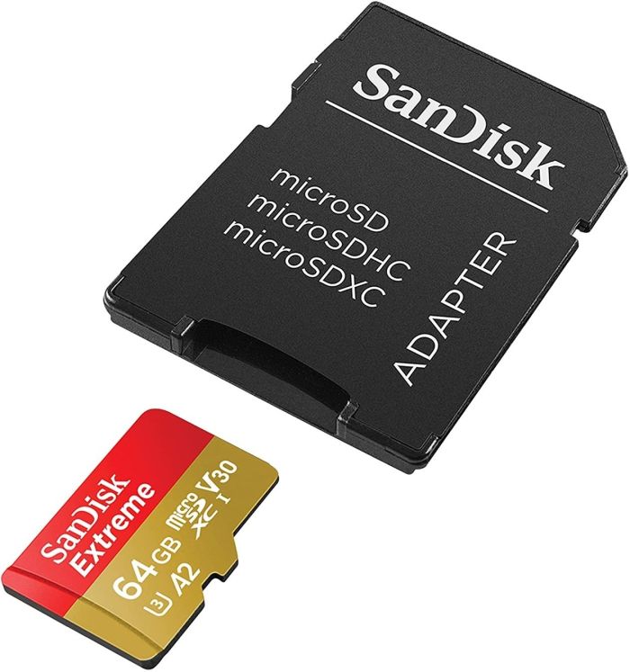 SanDisk microSD   64GB C10 UHS-I U3 A2 V30 R170/W80MB/s Extreme + SD