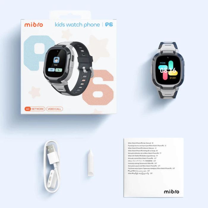 Дитячий годинник-телефон Mibro P6, 1.4", 240x280, GPS, 2MP, 900мА·год, 2АТM, рожевий