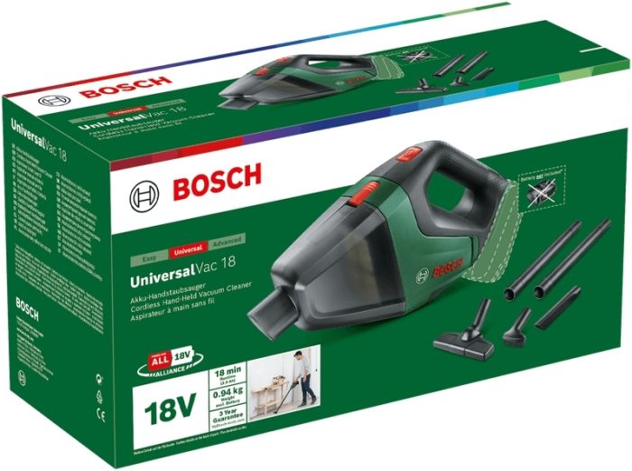 Пилосос професійний акумуляторний Bosch UniversalVac 18 18В 9кПа контейнер 0.5л 1.3кг без АКБ та ЗП