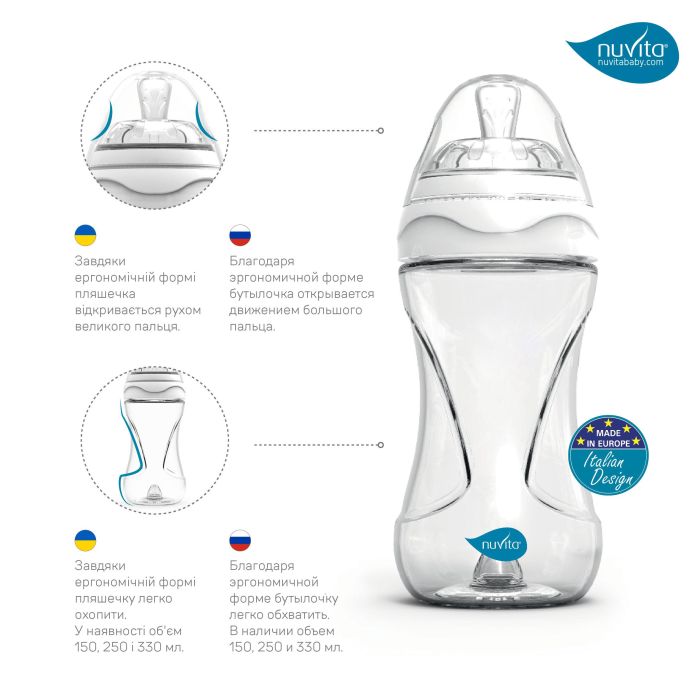 Детская бутылочка Nuvita 6052 Mimic Cool 330мл 4+ Антиколиковая черная