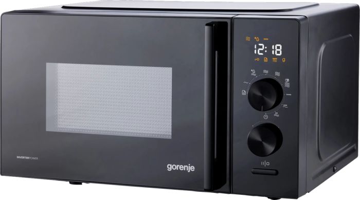 Мікрохвильова піч Gorenje, 20л, електр. керув., 800Вт, гриль, дисплей, 20 програм, інвертор, чорний