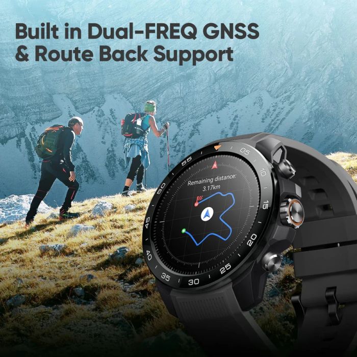 Смарт-годинник Mibro GS Explorer S 48мм, 1.32", 466x466, AMOLED, BT 5.3, Dual-band GPS, 10 ATM, чорний обсидіан