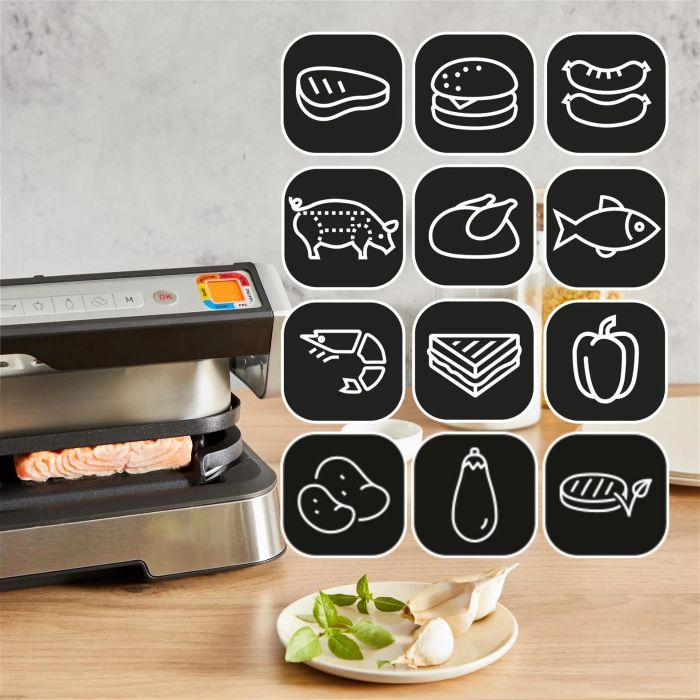 Гриль Tefal прижимной OptiGrill 4in1 XL 2200Вт, темп. режимов-4 съёмные пластины, металл