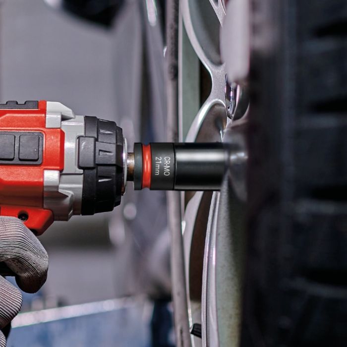 Набір ударних торцевих головок Einhell 80мм 1/2" крейда, вимірювач протектора кейс 3шт