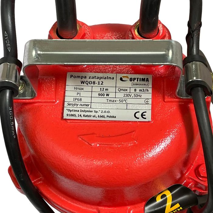 Насос фекальный Optima WQD 8-12 8000л•ч, высота 12м, глубина 5м, кабель 12м, 0.9кВт, 13.7кг