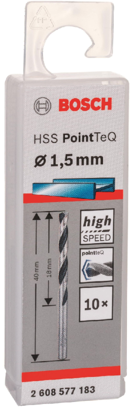 Свердло по металу Bosch Professional HSS-PointTeQ, 1.5х18х40мм, 10шт