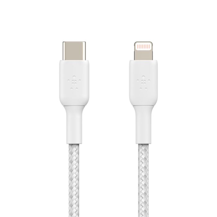 Кабель USB-C > Lightning заряджання/синхронізації Belkin 2м, 30Вт, Type-C, плетений, білий