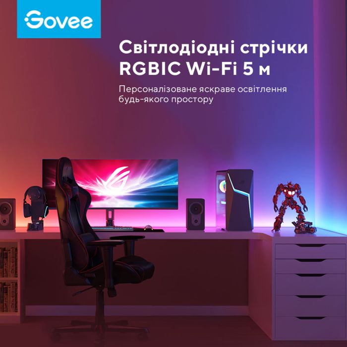 Лента светодиодная умная Govee H618A RGBIC Basic Wi-Fi + Bluetooth LED Strip Light 5м Белый