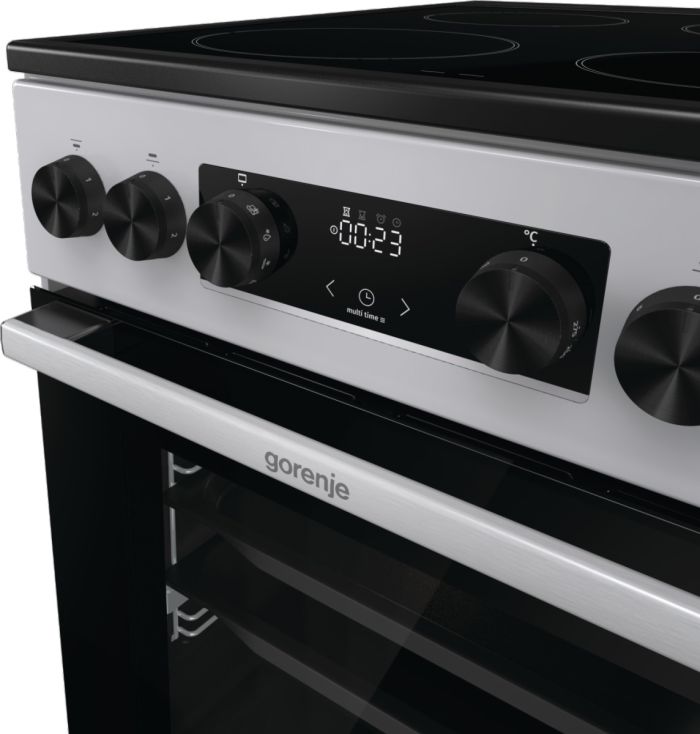 Плита Gorenje электрическая стеклокерамическая, 70л, 50x60см, дисплей, программатор, серый