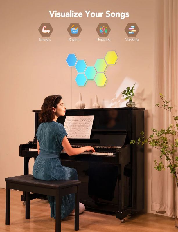 Набір настінних світильників Govee H6061 Glide Hexa Light Panels, 10шт, RGBIC, WI-FI/Bluetooth, білий