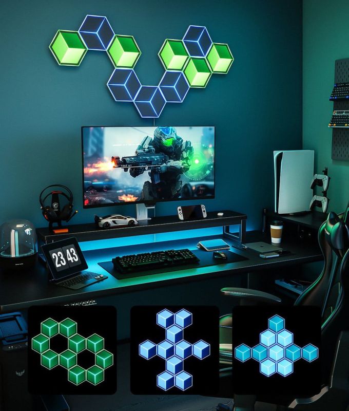 Набір настінних світильників Govee H606A Glide Hexagon Light, 7шт, RGBIC, WI-FI/Bluetooth, Meteor grey