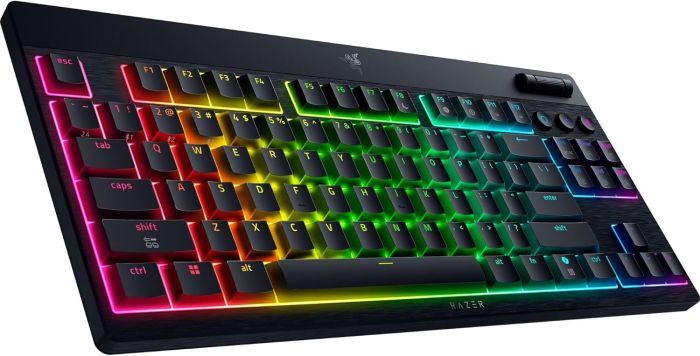 Клавіатура механічна Razer BlackWidow V4 Low-profile TKL HyperSpeed, 87key, Green Switch, USB-A/WL/BT, EN, RGB, чорний