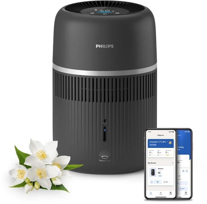 Зволожувач повітря Philips традиційне зволоження Series 4000, 44м2, 4,5л, 300мл/г, сенсорне, режим сну, нічник, чорний