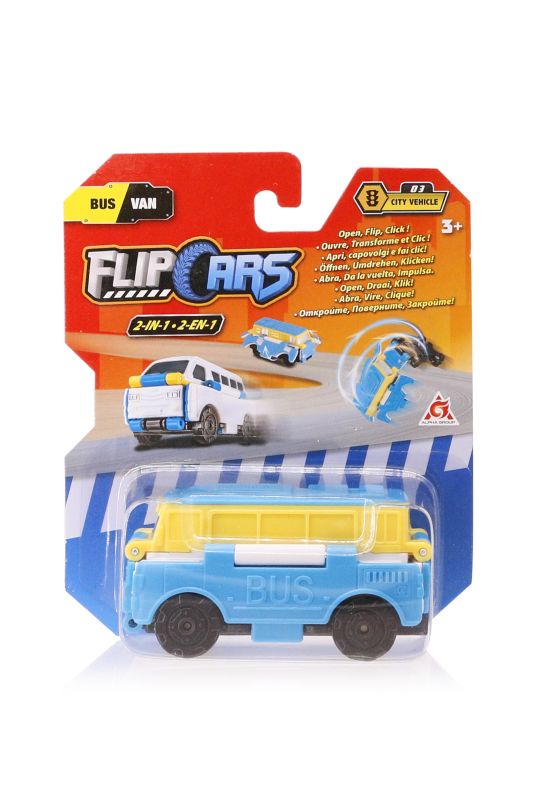 Машинка-трансформер Flip Cars 2 в 1 Городской транспорт, Автобус и Микроавтобус