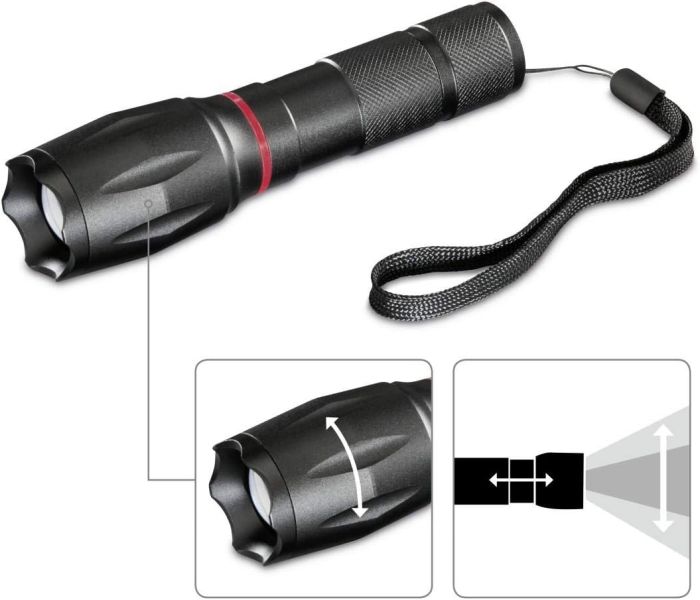 Фонарь ручной на батарейках Hama SOLID PRO, AAAx3, 200лм, 5Вт, LED, чёрный