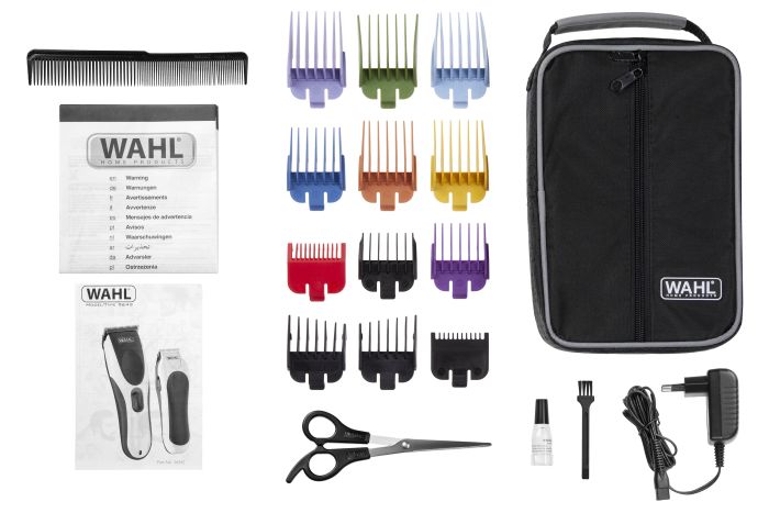 Набір для стрижки WAHL Color Pro Cordless, мережа+акум., тример,гребінець,ножиці, сталь, синій