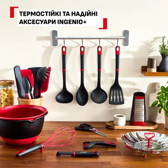 Вінчик Tefal Ingenio, пластик, силікон, чорно-червоний