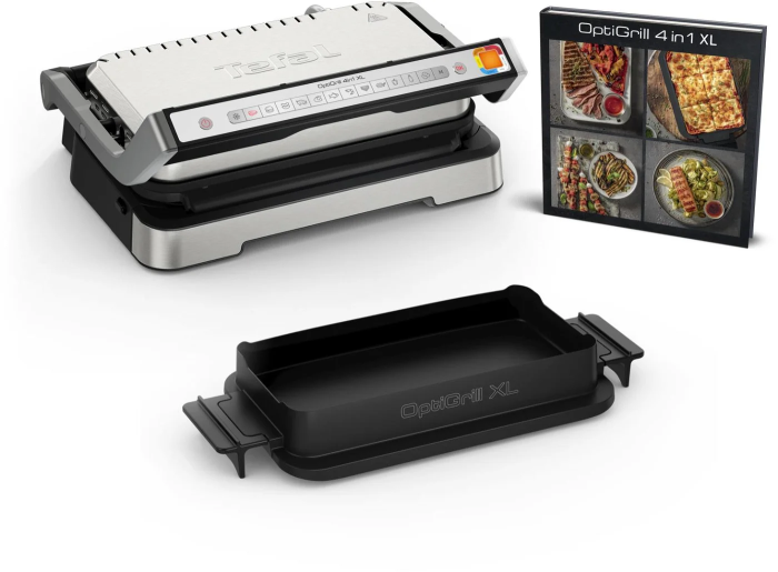 Гриль Tefal прижимной OptiGrill 4in1 XL 2200Вт, темп. режимов-4 съёмные пластины, металл