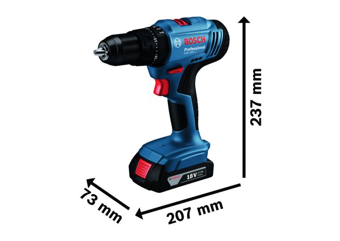 Шуруповерт-дрель ударная аккумуляторная Bosch GSB 183-LI 18В 2х2А·час 21-56Нм 374-1815об·мин кейс 1.2кг