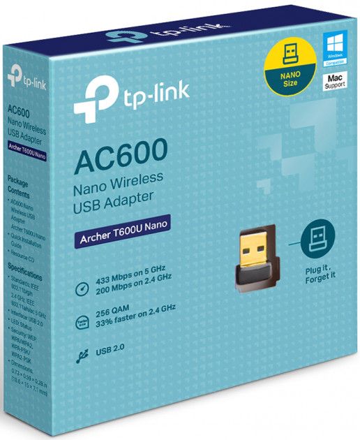 Адаптер WiFi TP-LINK Archer T600U nano AC600, USB
