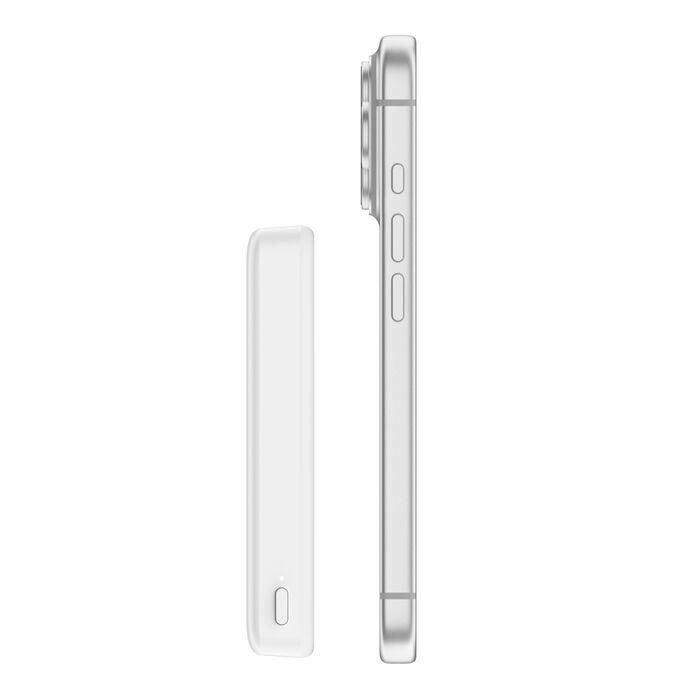 Акумулятор портативний літій-іонний Power Bank Belkin 10000мА·год, 20Вт PD/Qi2 15Вт, Slim Magnetic, білий