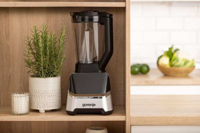 Блендер Gorenje стационарный 1500Вт, чаша-2000мл, дисплей, измельчитель, черный-нерж
