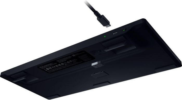 Клавіатура механічна Razer BlackWidow V4 Low-profile TKL HyperSpeed, 87key, Yellow Switch, USB-A/WL/BT, EN, RGB, чорний