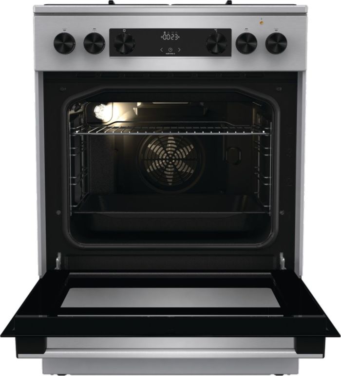 Плита Gorenje комби, 71л, 60x60см, дисплей,  эмалированные реш, программатор IconLed,нерж