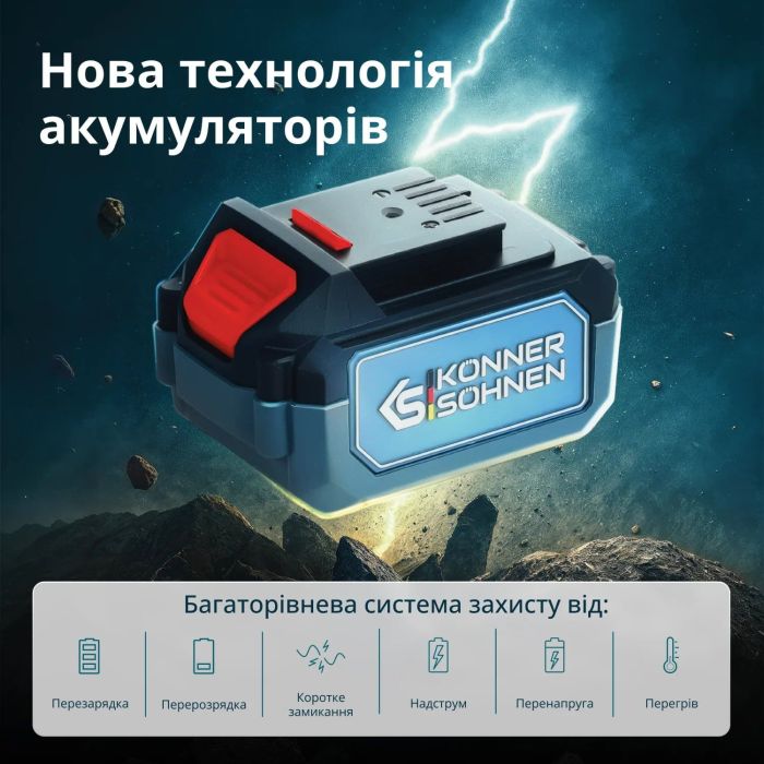 Секатор акумуляторний Konner&Sohnen KS CPS20V-32 CASE 20В акб 1х2А·год d 15/25/35мм ЗП кейс 0.82кг