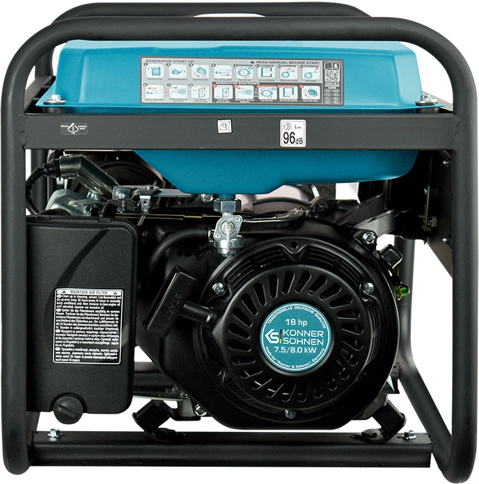 Генератор бензиновий Konner&Sohnen KS 10000E-3, 400В, 7.5кВт, 3 фази, АВР (ATS), електростартер, 89.2кг