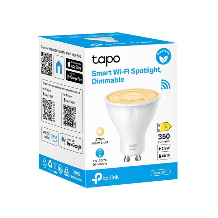 Умная диммируемая Wi-Fi лампа TP-LINK Tapo L610 N300 GU10