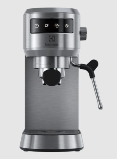 Кавоварка Electrolux ріжкова, 1л, мелена, ручний капуч, LED-дисплей, підігрів чашок, метал