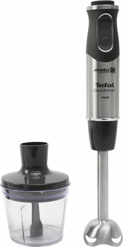 Блендер Tefal погружной Quickchef 1000Вт, 3в1, чаша-800мл, чопер-500мл, турборежим, серебристо-черный
