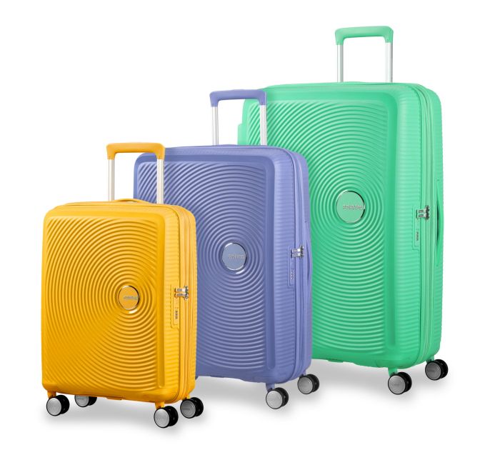 Чемодан American Tourister, Soundbox, полипропилен, маленький, 55 см, 35.5/41л, TSA, 4 колеса, EXP, пастельно-жёлтый