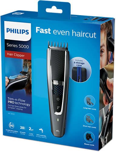 Машинка для стриження  Philips Series 5000, акум., роторний мотор, насадок-2, кейс, сталь, чорно-сірий