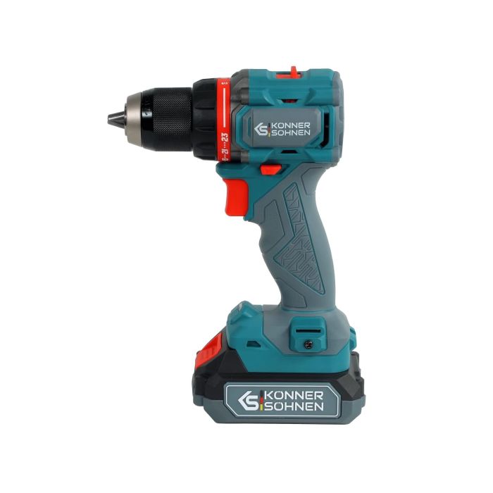 Шурупокрут-дриль ударний акумуляторний Konner&Sohnen KS ID20V-60 KIT 74 18В 1х2А·год 60Нм 0-450·0-1900об/хв LED-світло ЗП набір свердл і біт 74шт кейс 4.3кг