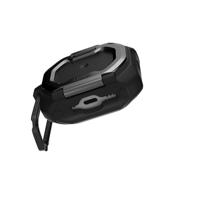 Чехол UAG для AirPods Pro (Gen 3, 2025) with Built-in Phone Stand, Monarch, Black/Silver