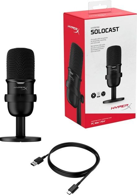 Мікрофон геймінговий HyperX SoloCast, Bi, USB-A, 2м, NGenuity, чорний