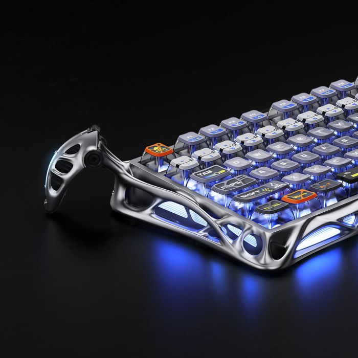 Клавиатура механическая GravaStar Mercury K1 Pro 80keys, GravaStar x Kailh Speedy Mint, BT/WL/USB, RGB, Interstellar Silver