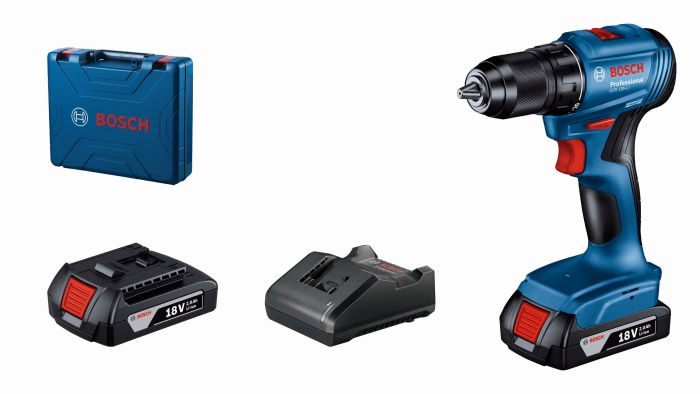 Шуруповерт-дрель аккумуляторный Bosch GSR 185-LI, 18В 2х2.0 Ач, 50Нм, 20+1, 500/1900об/мин, 0.9кг